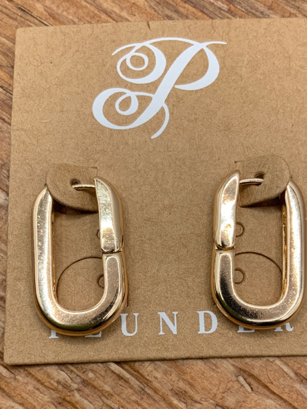Plunder Design Gold Tone Link Hoop Earrings